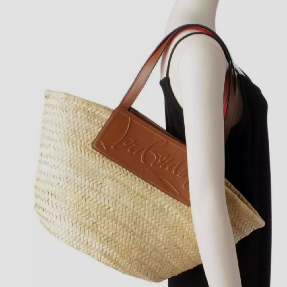 🔴 Christian Louboutin Loubishore Natural Raffia & Leather Tote Bag NEW! - Picture 4 of 12